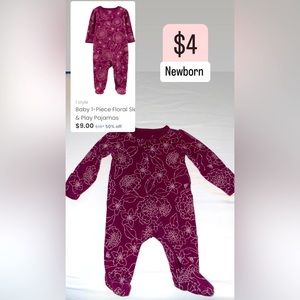 Carter’s newborn purple floral footed pajama